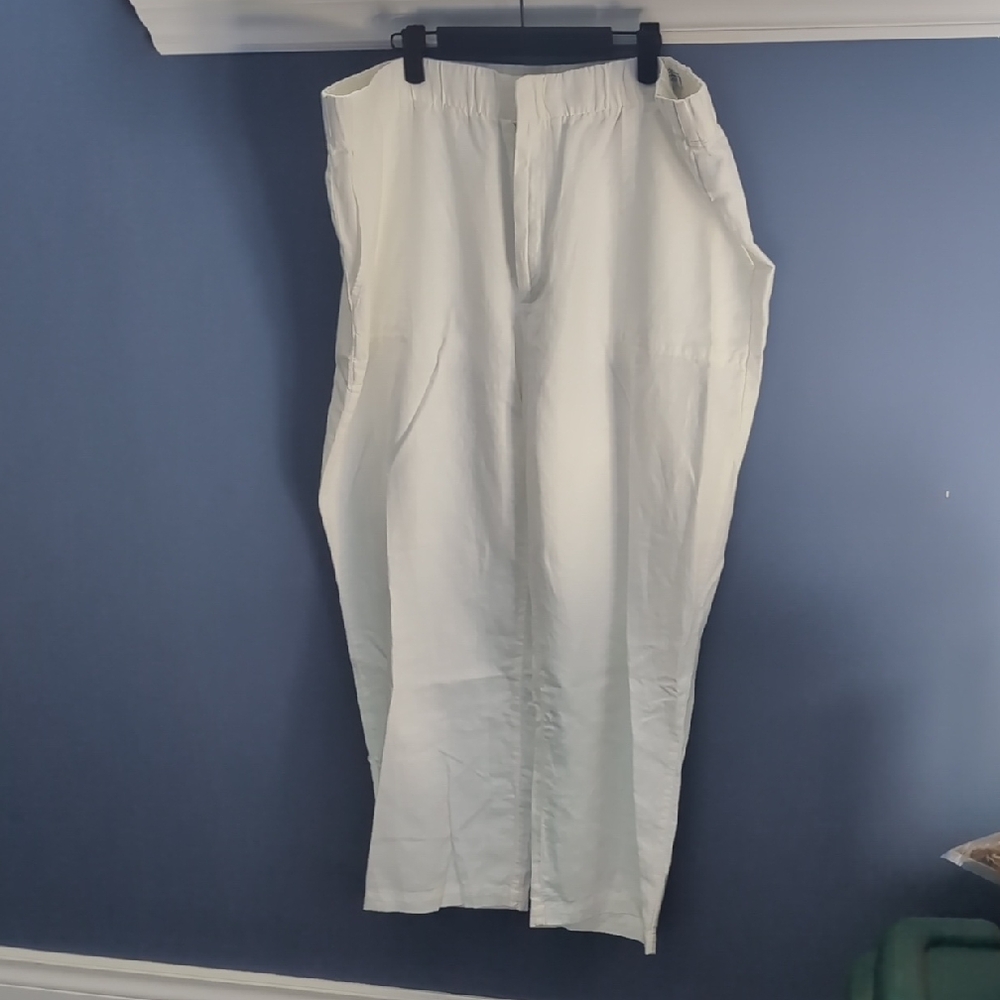 Women's GAP White Linen Crop Pants
